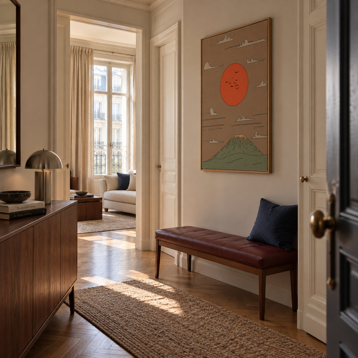 Japanese Sunrise - Framed canvas in an interior