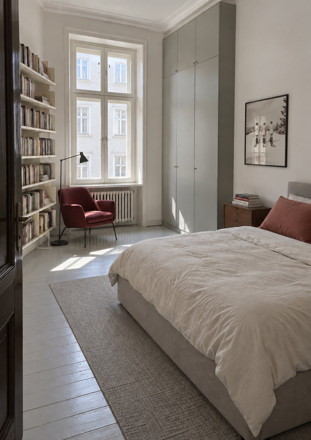Vintage Glamour Skiers - Framed poster in an interior