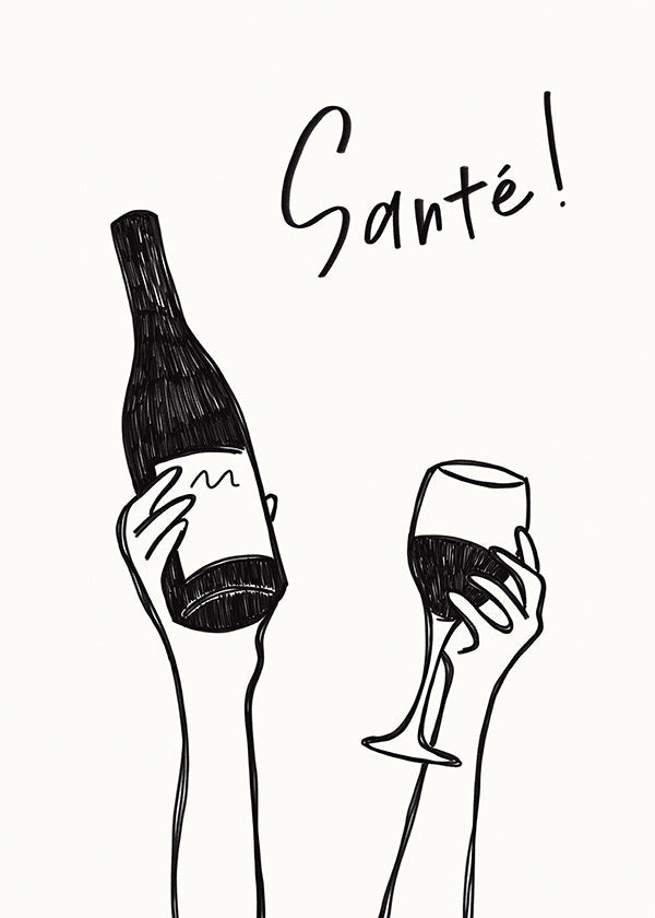 Cuadro de cocina con botella y copa