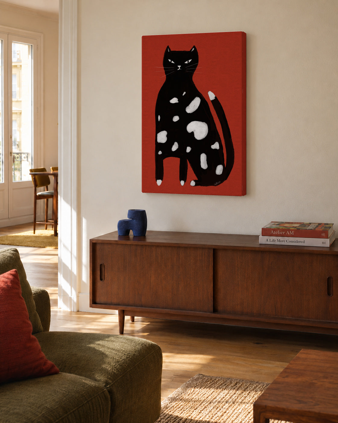 SPOTTED CAT - Unframed canvas in an interior