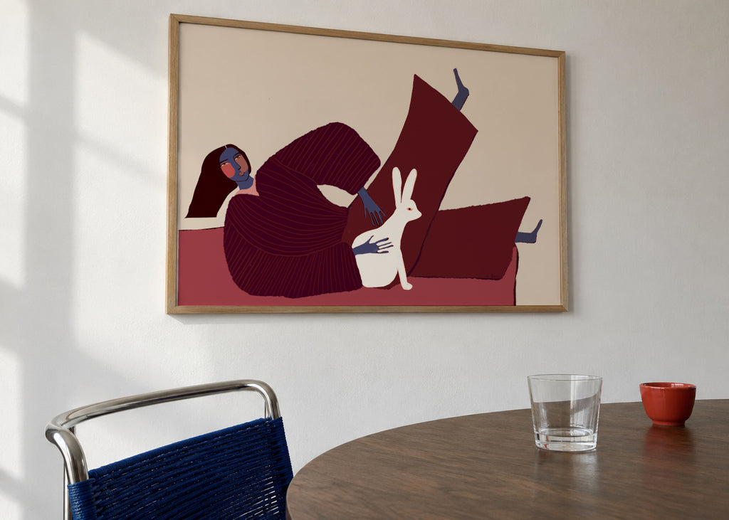 Rabbit lover - Framed poster in an interior