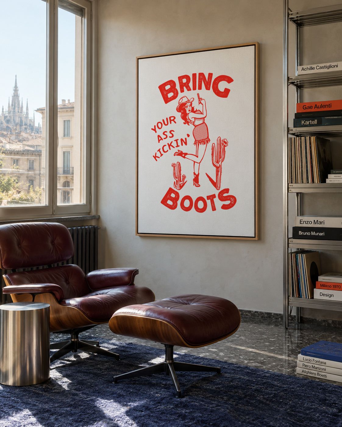 Ass Kicking Boots Funny Western Cowgirl - Framed canvas in an interior