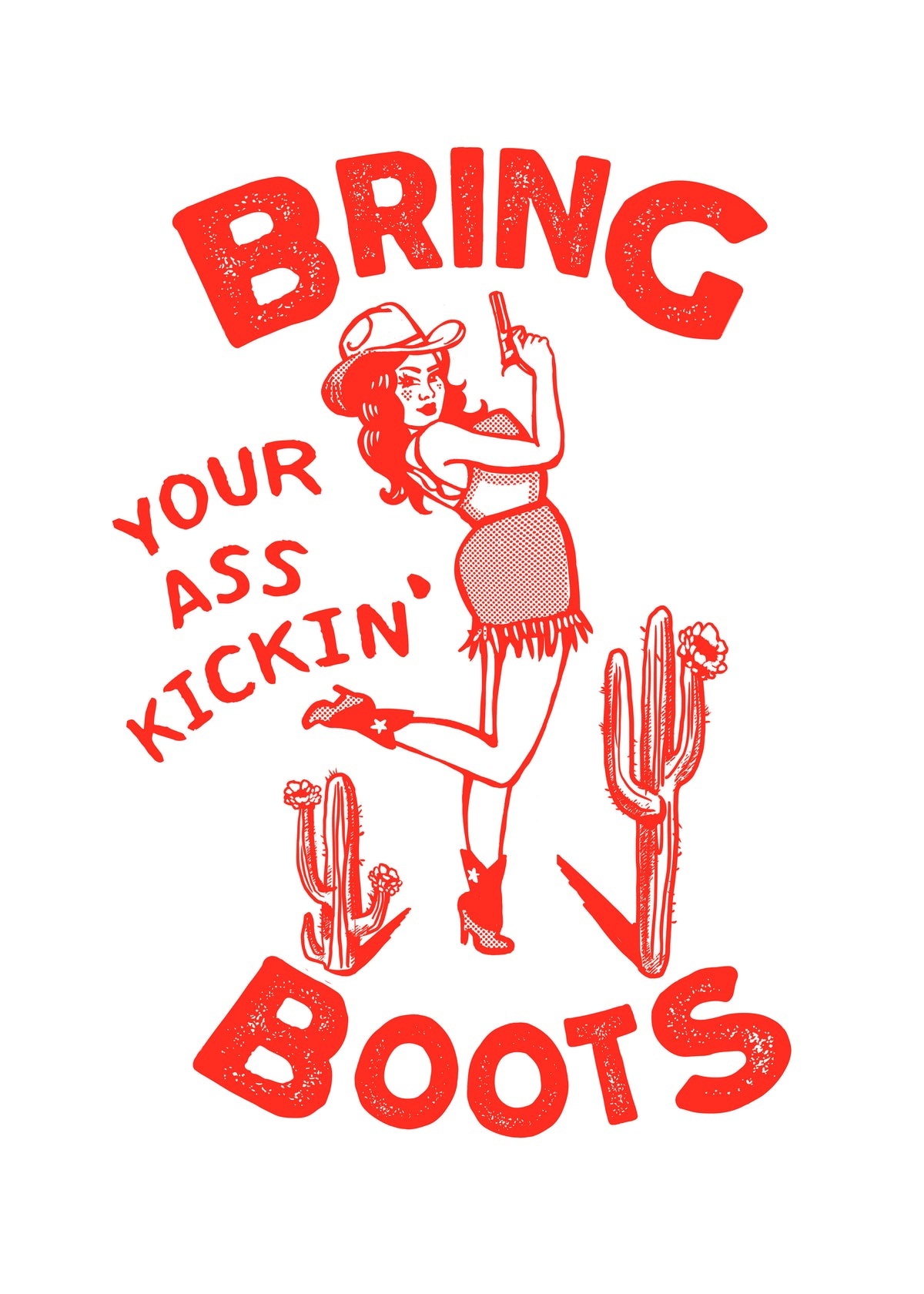 Ass Kicking Boots Funny Western Cowgirl - Unframed art print