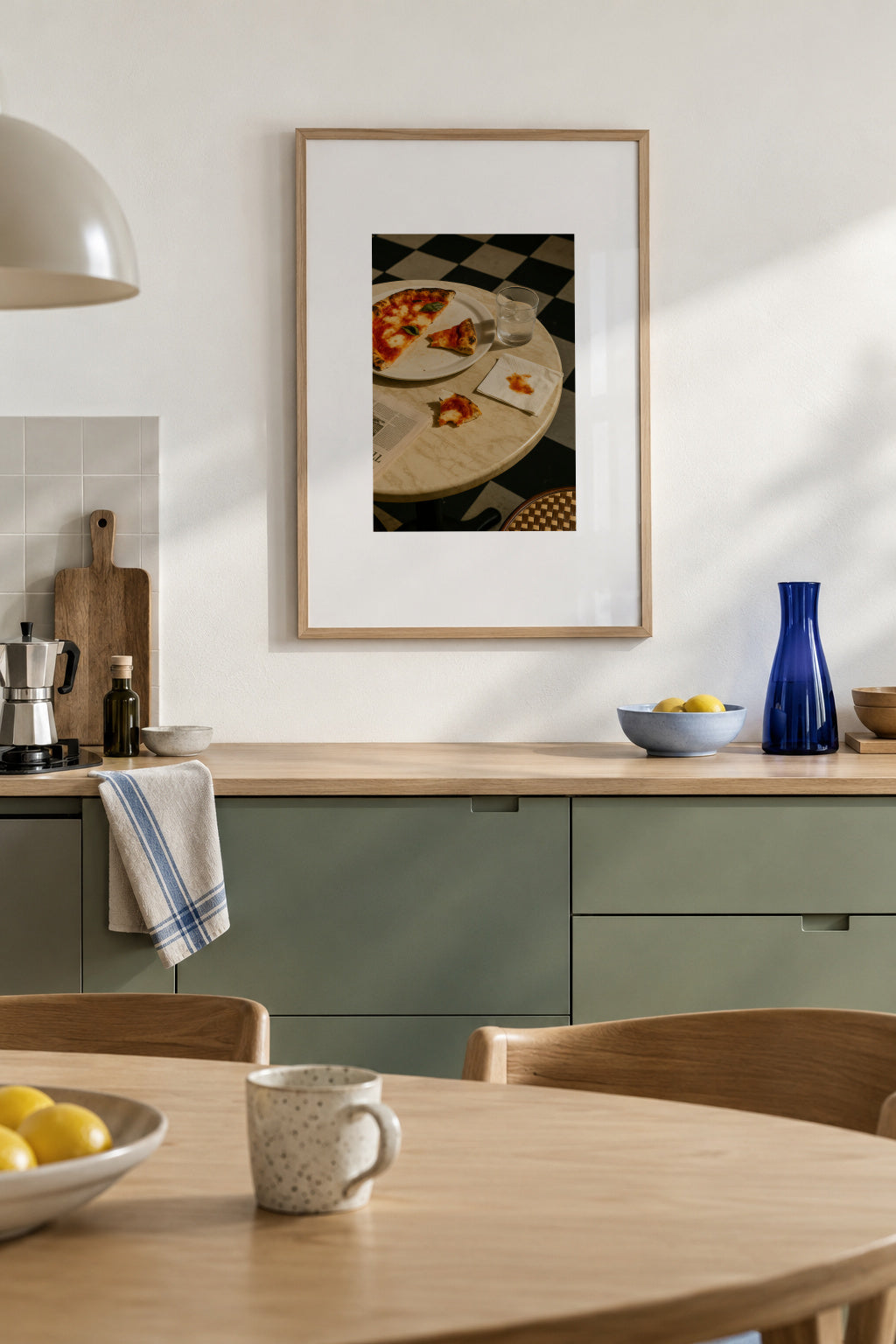 Pizza Break - Framed poster in an interior