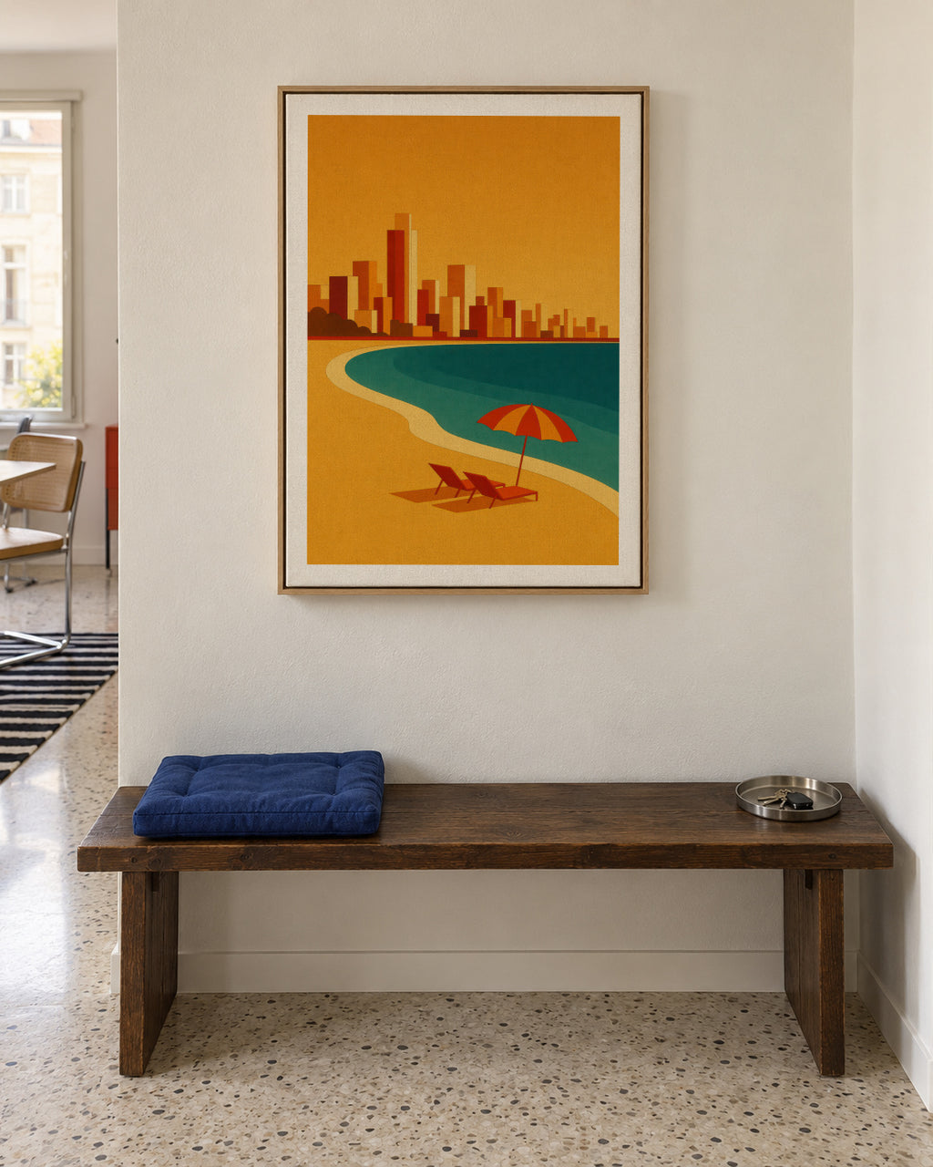 Golden Shore - Framed canvas in an interior