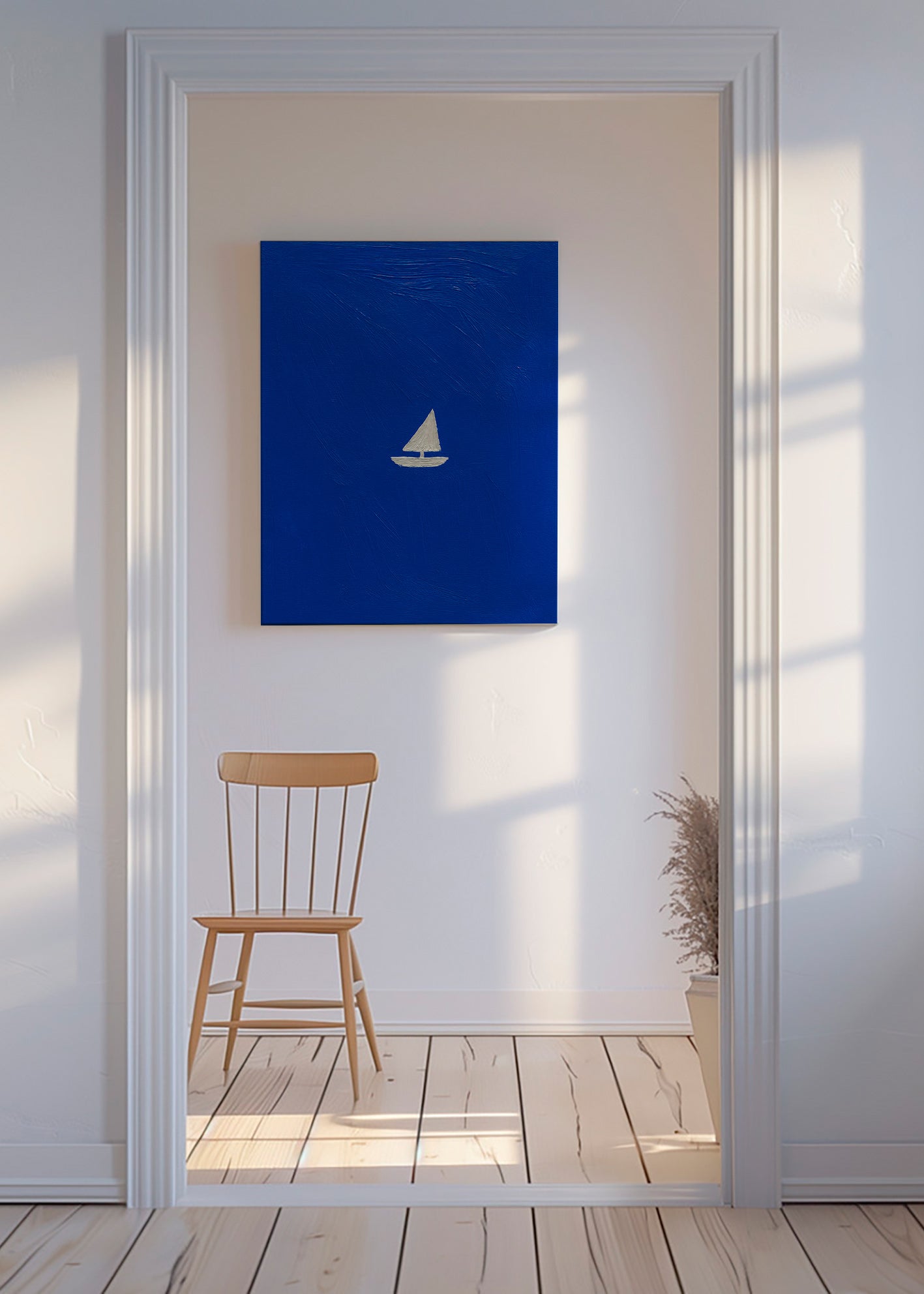 Cuadro de paisaje con velero minimalista – Canvas