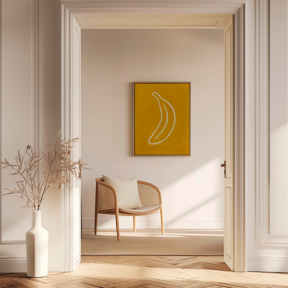 Cuadro de cocina con plátano amarillo minimalista – Canvas1