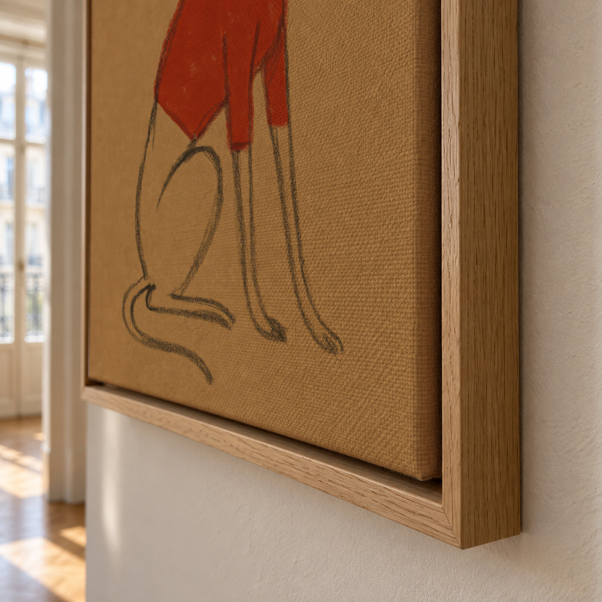 The Red Pullover - Framed canvas detail