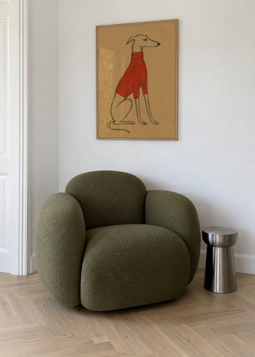 The Red Pullover - Framed poster in an interior