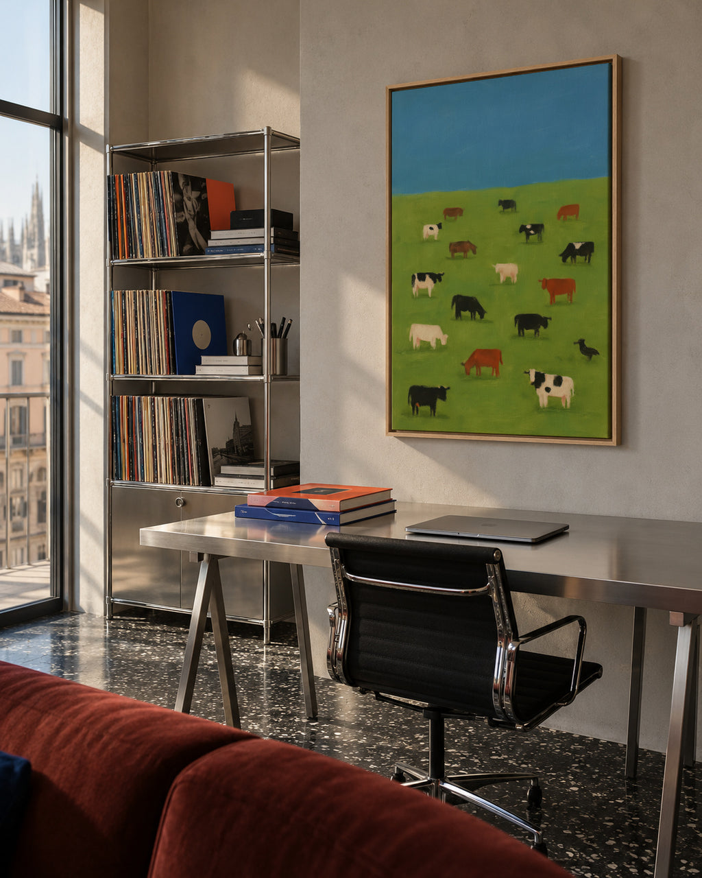 Grazing Field - Framed canvas in an interior