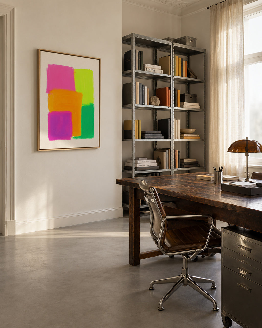 Neon Pulse II - Framed canvas in an interior