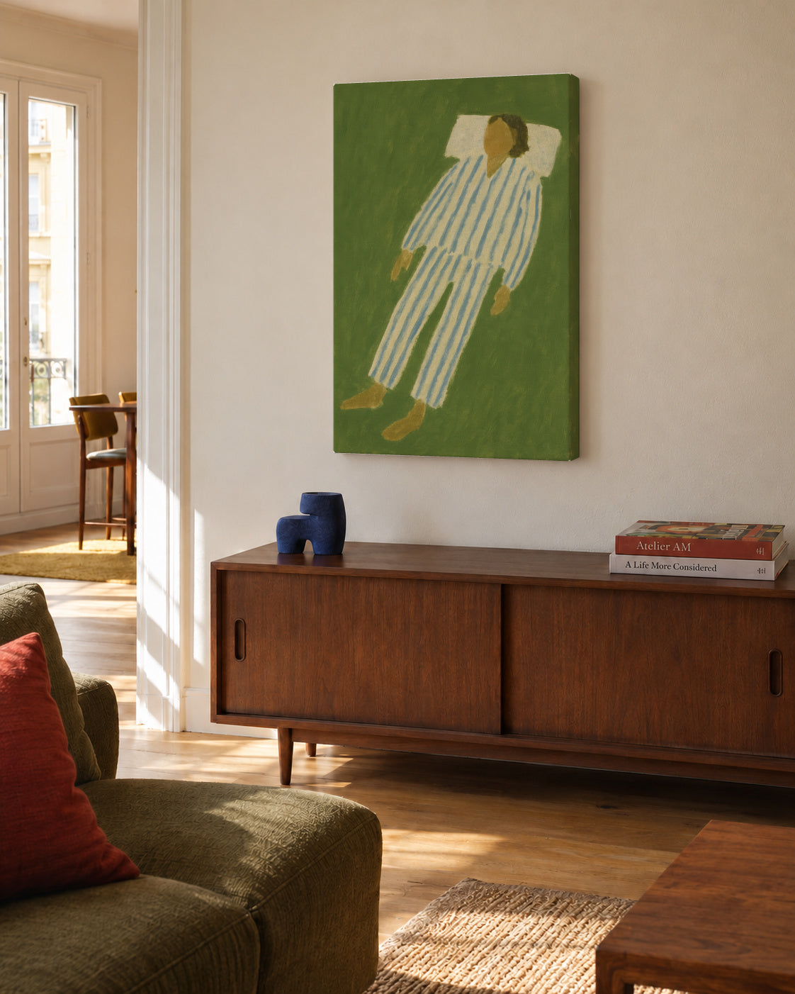 Sunday Slumber I - Unframed canvas in an interior