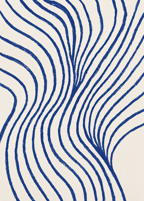 Cuadro abstracto de ondas azules