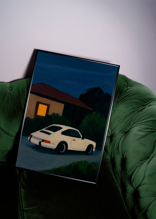 Cuadro vintage con coche clásico en noche serena – Product1