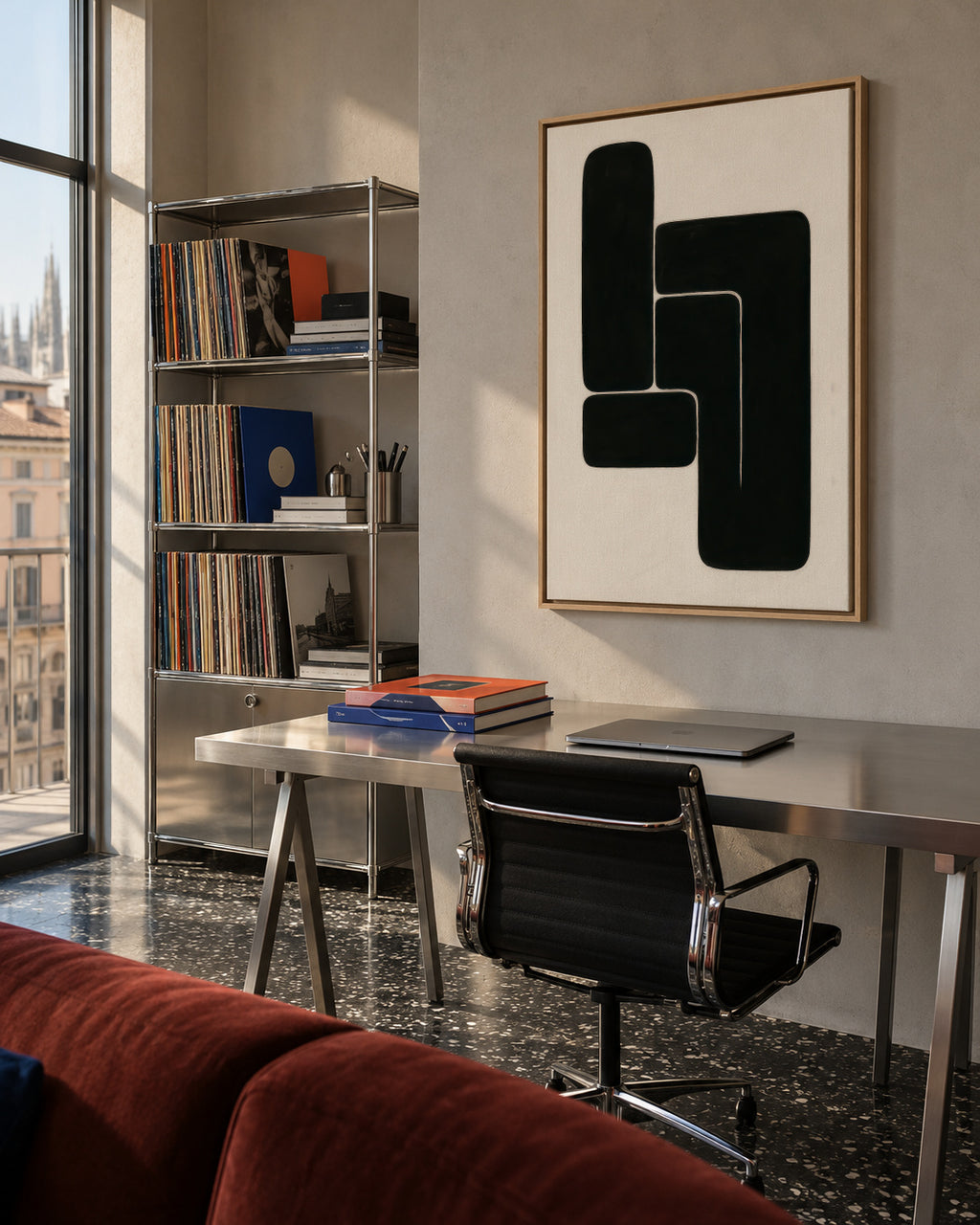 L-Shape Balance III - Framed canvas in an interior