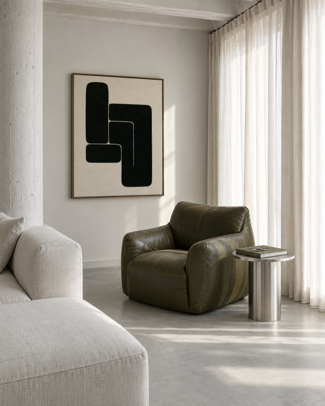 L-Shape Balance III - Framed canvas in an interior