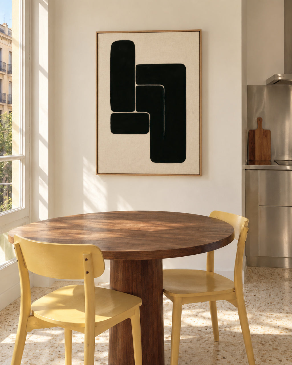 L-Shape Balance III - Framed canvas in an interior