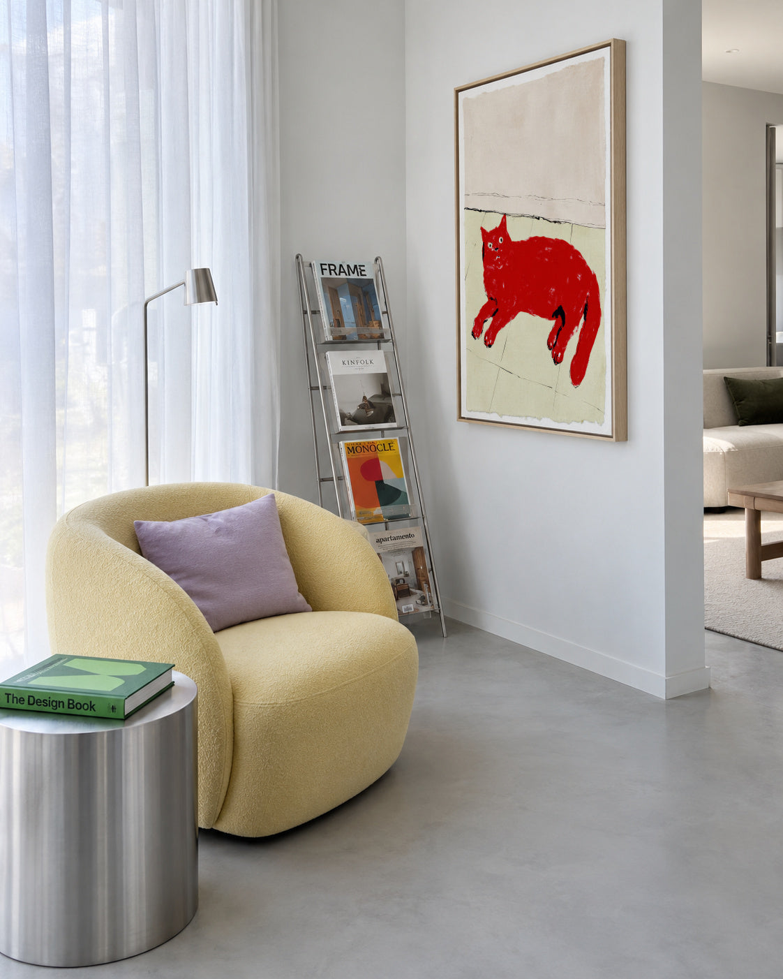 Red Cat Nap - Framed canvas in an interior