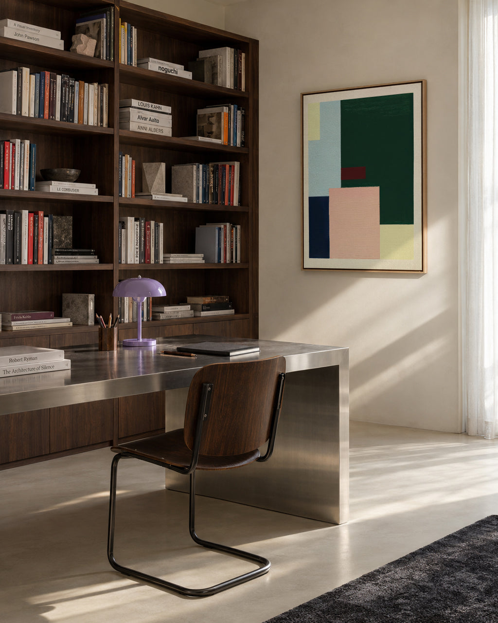 Pastel Construction VI - Framed canvas in an interior