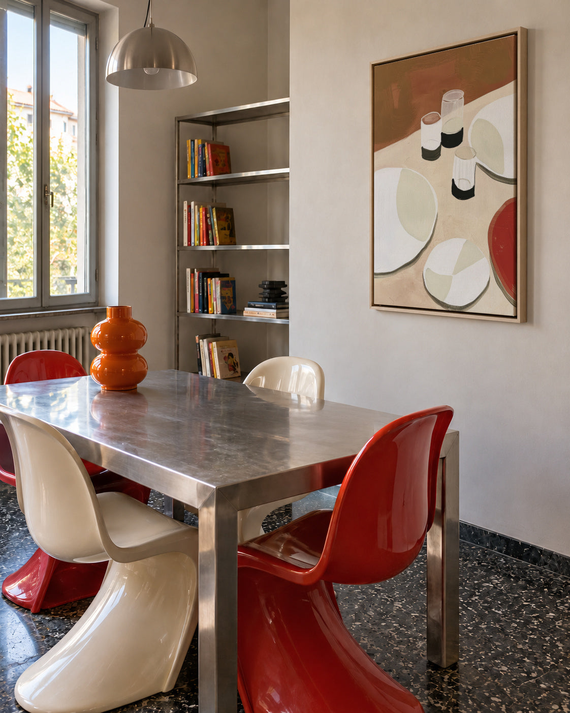 Dinner Arrangement I - Framed canvas in an interior