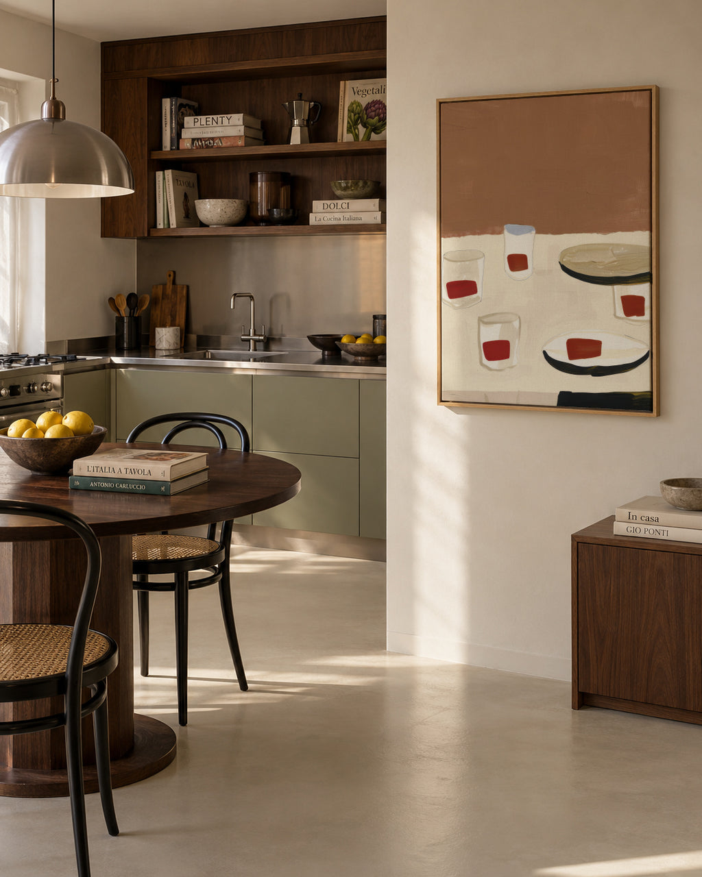 Dinner Arrangement II - Framed canvas in an interior
