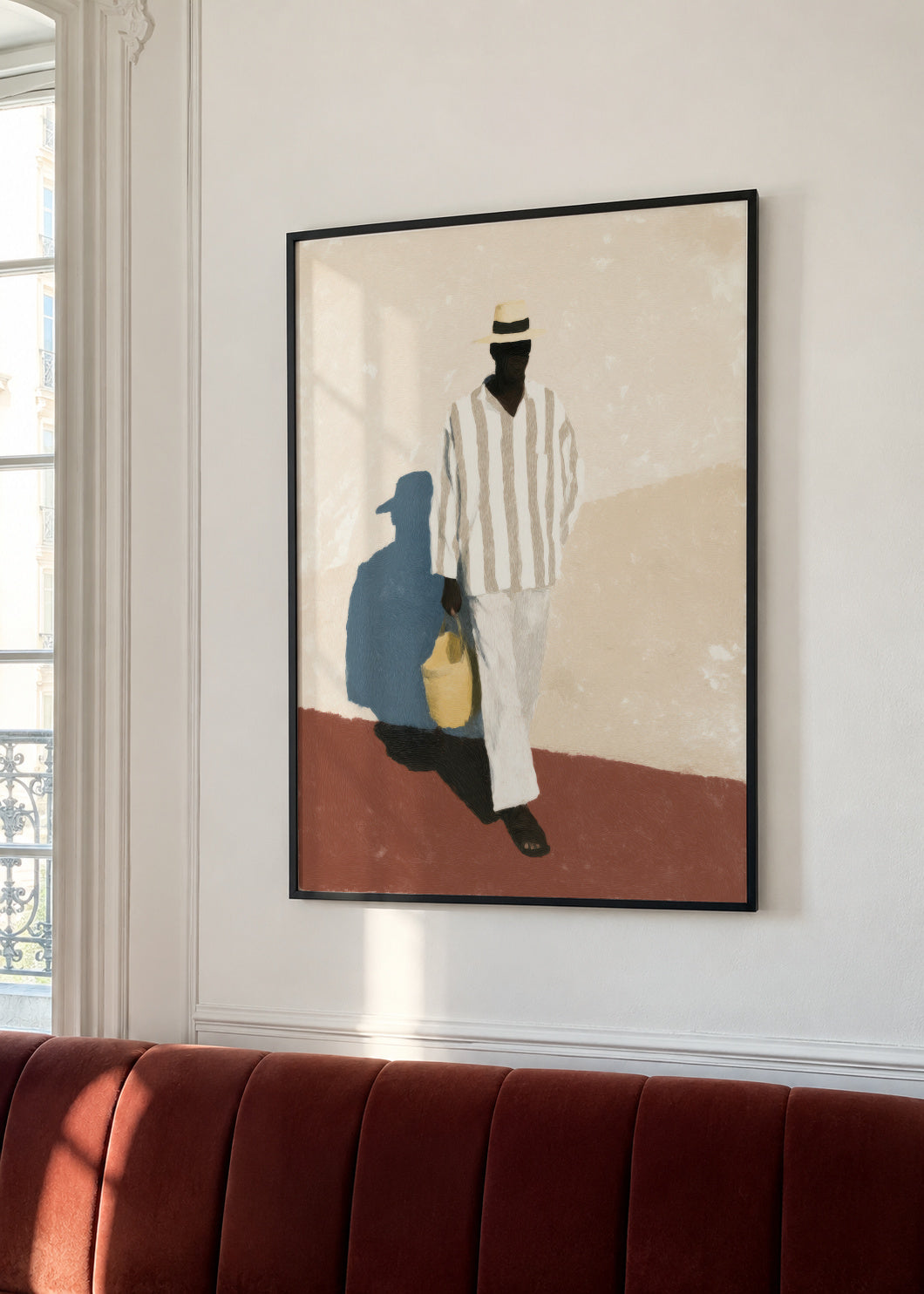 White Suit Walk I - Framed poster in an interior