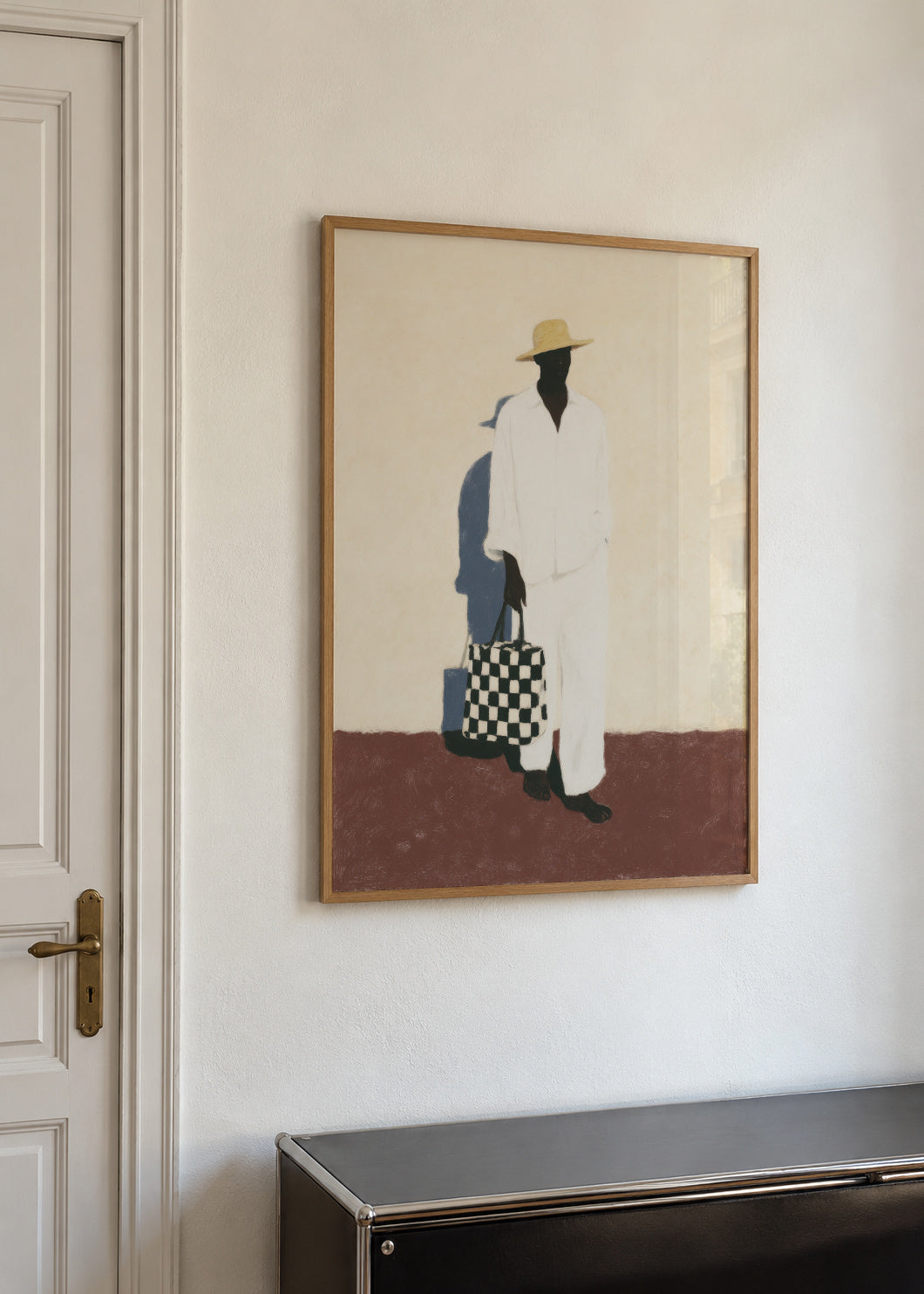 White Suit Walk III - Framed poster in an interior