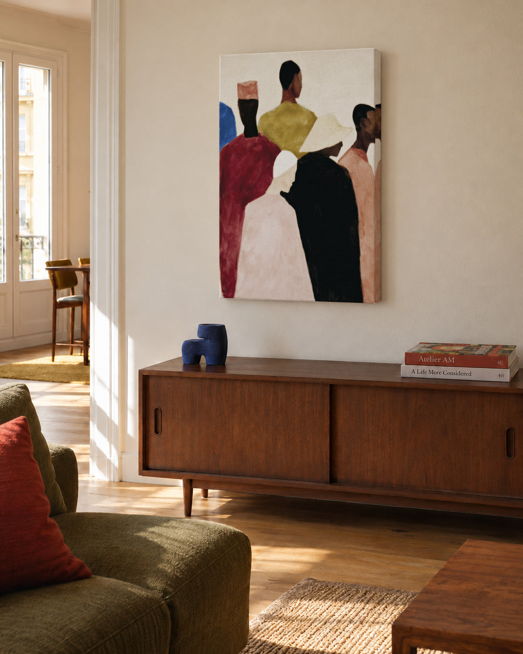 Crowded Colors I - Unframed canvas in an interior