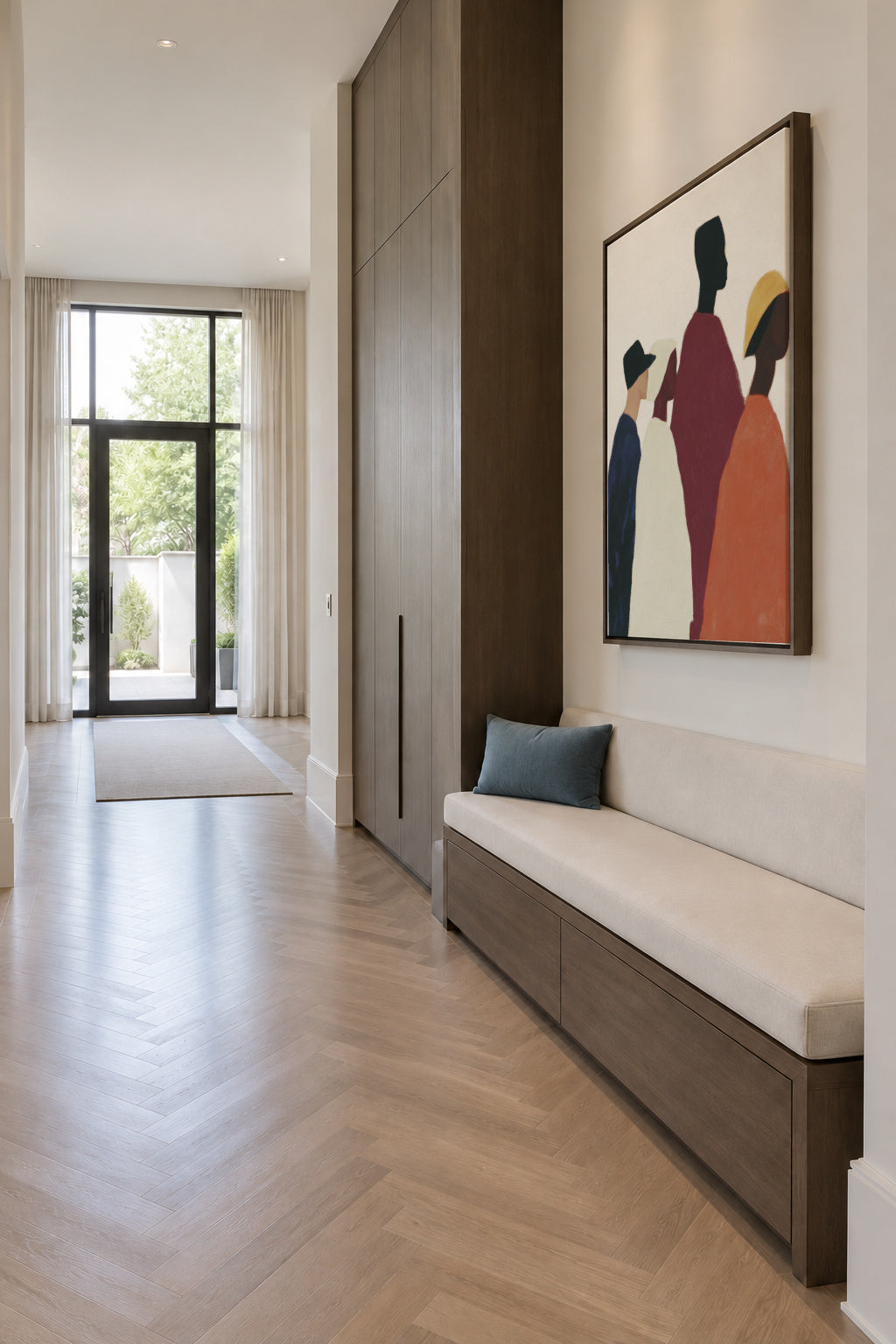 Crowded Colors II - Framed canvas in an interior