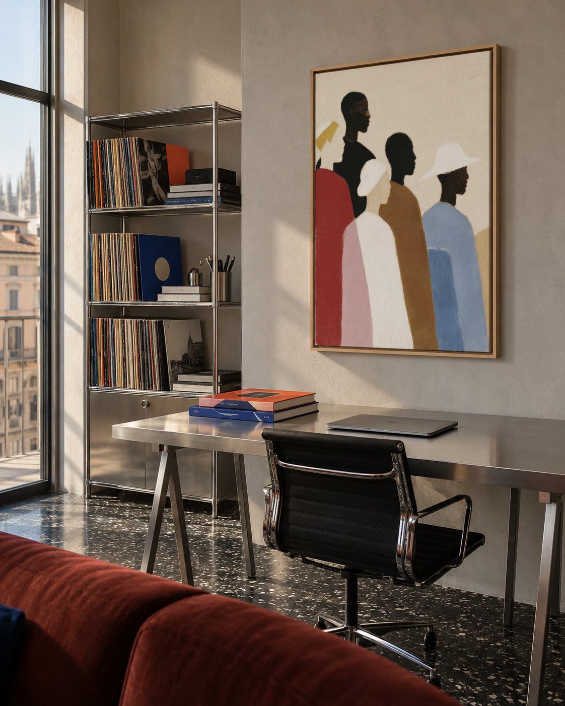 Crowded Colors V - Framed canvas in an interior