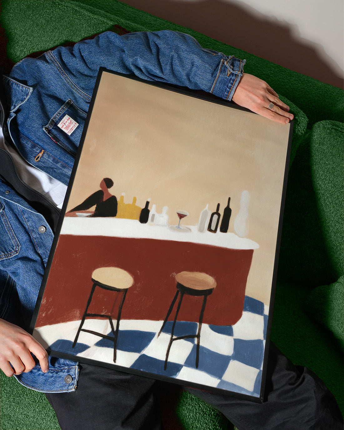 Evening Bar - Framed poster detail