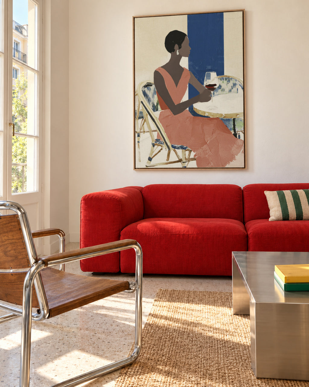 Terrace Rose - Framed canvas in an interior