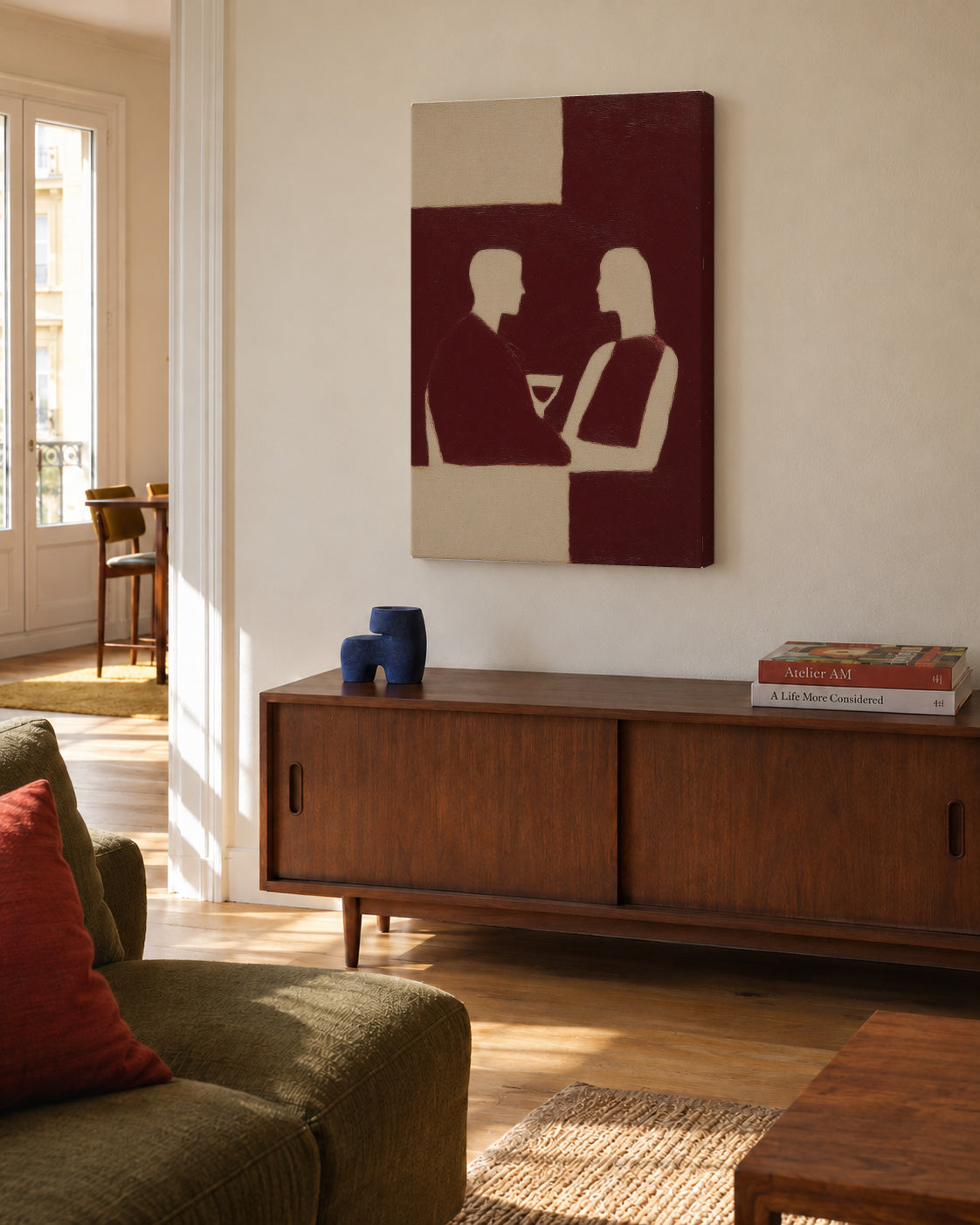 Dinner Silhouette - Unframed canvas in an interior