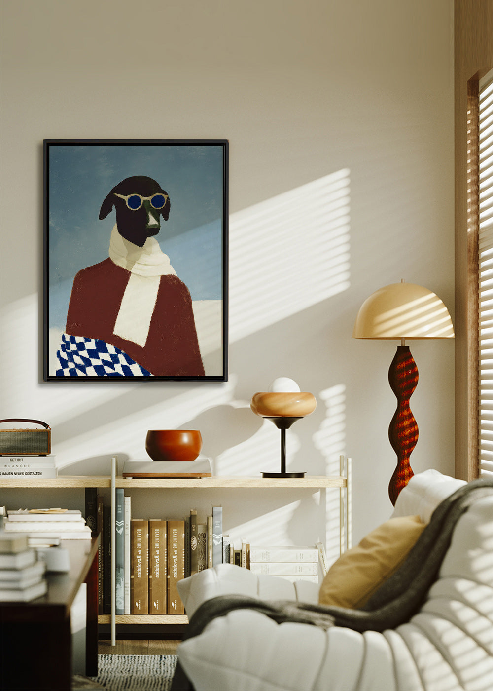 Cuadro perro invernal con bufanda – Canvas2