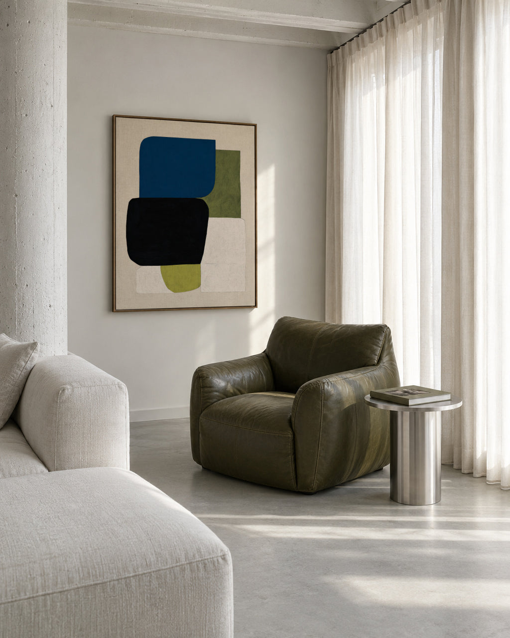 Moss Overlap - Framed canvas in an interior