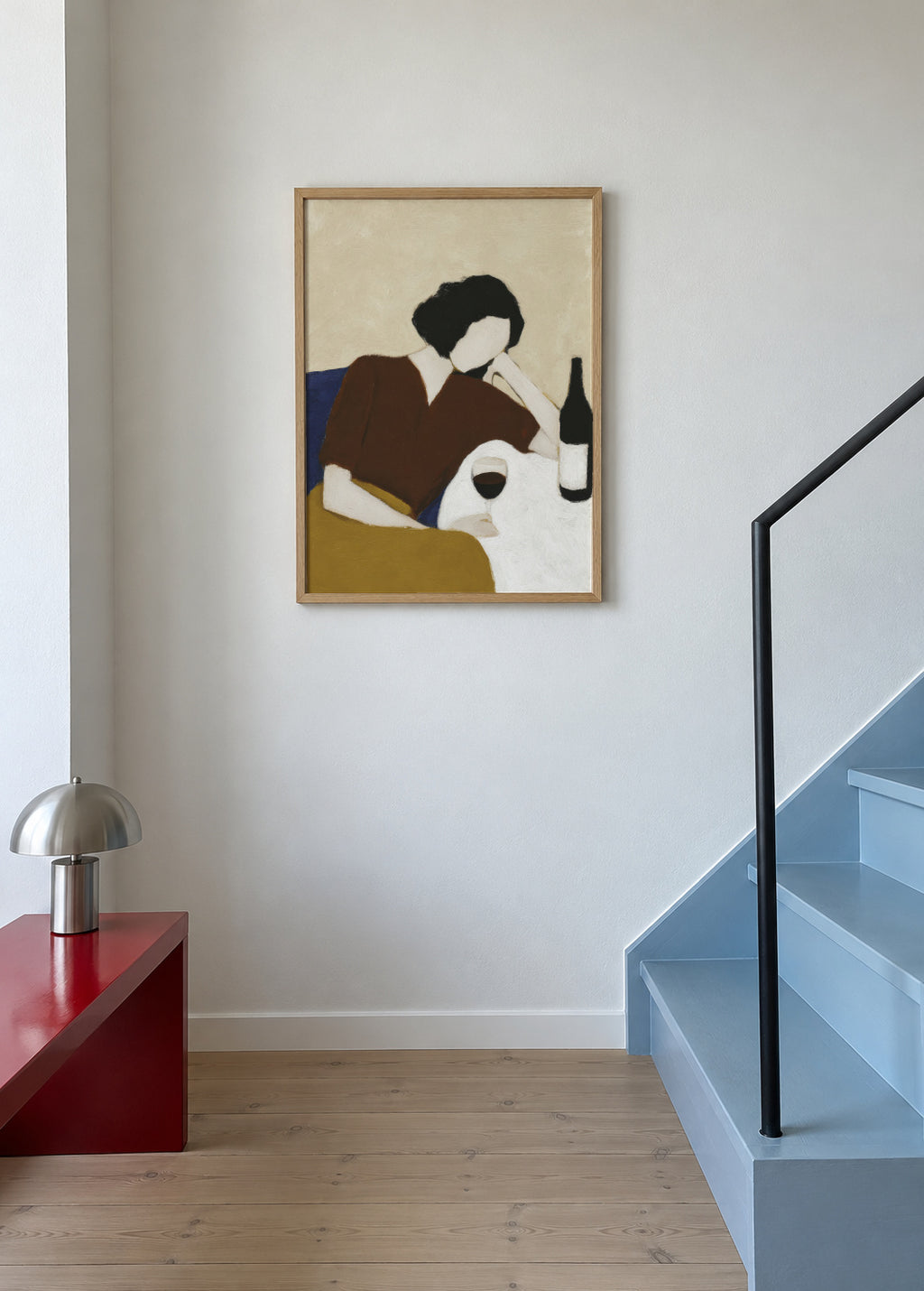 Sleeping with Wine - Framed poster in an interior