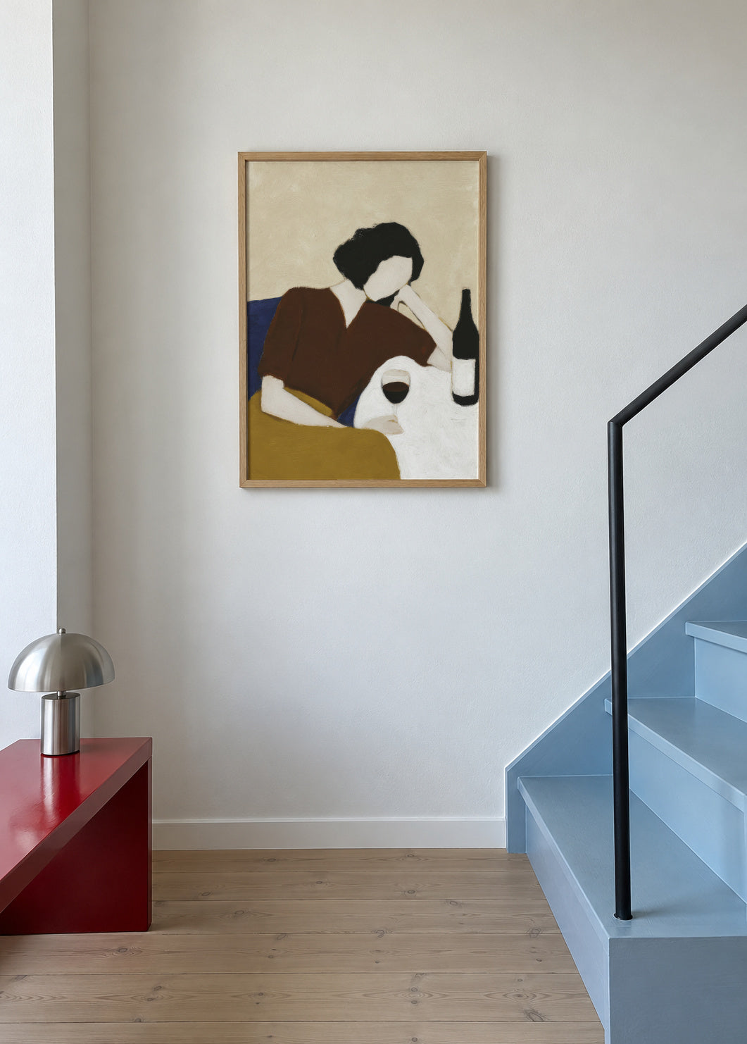 Sleeping with Wine - Framed poster in an interior