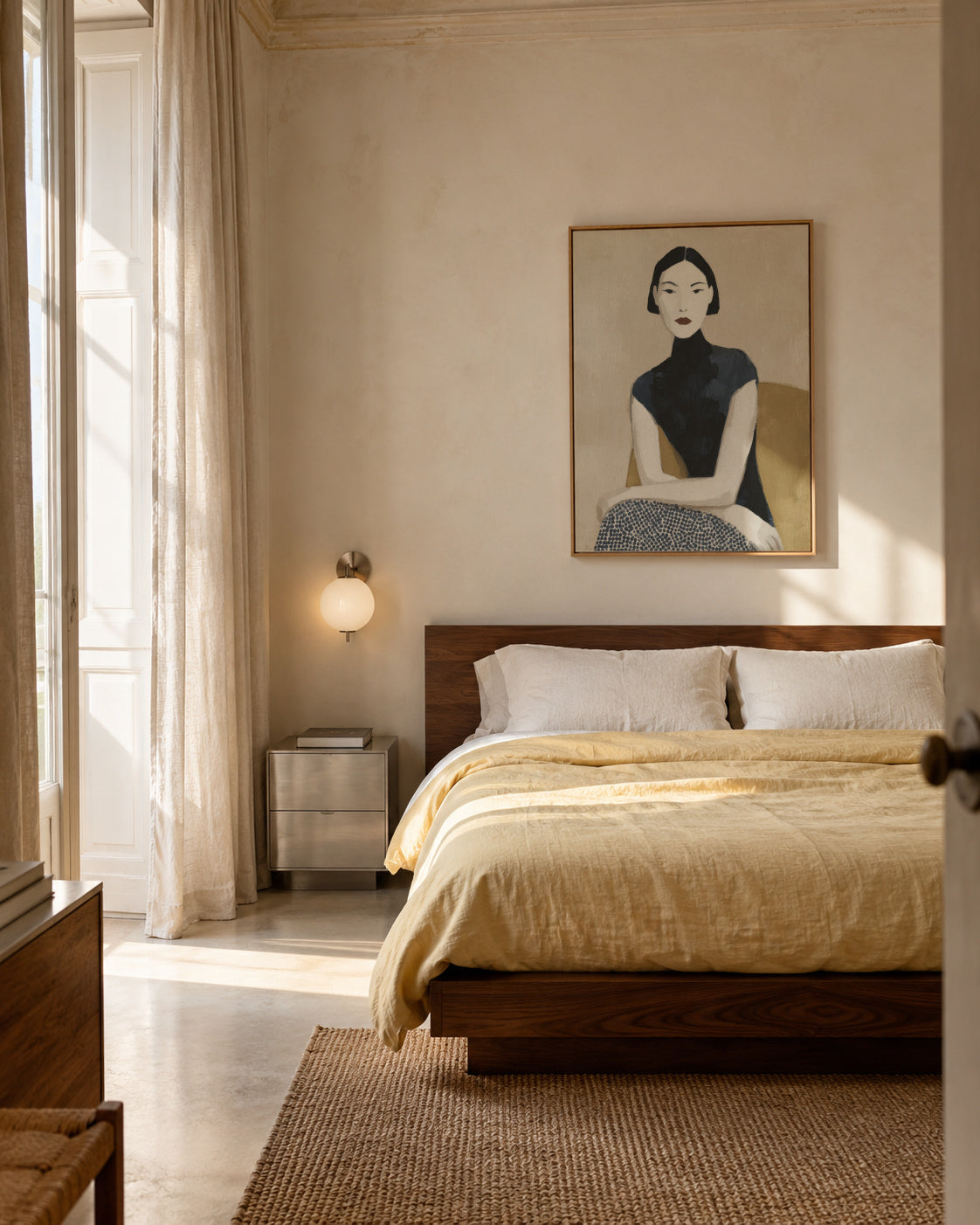 High Neck Elegance - Framed canvas in an interior
