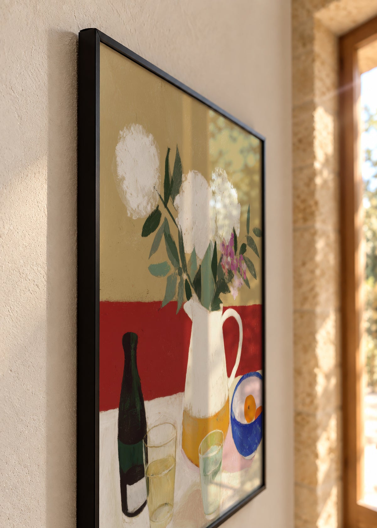 White Flowers & Pitcher II - Framed poster detail