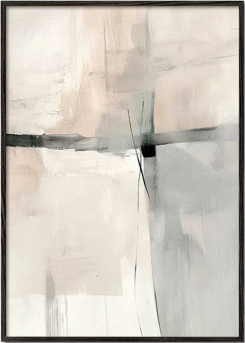 Cuadro abstracto con líneas y planos grises – Black Frame