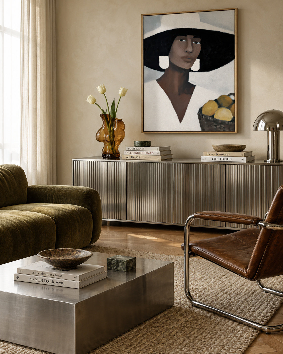 Wide Brim Hat - Framed canvas in an interior