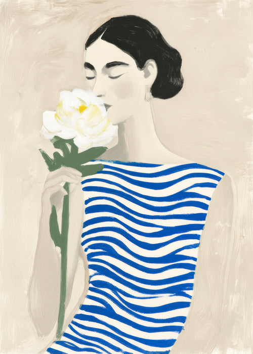 Blue Waves Dress - Unframed art print