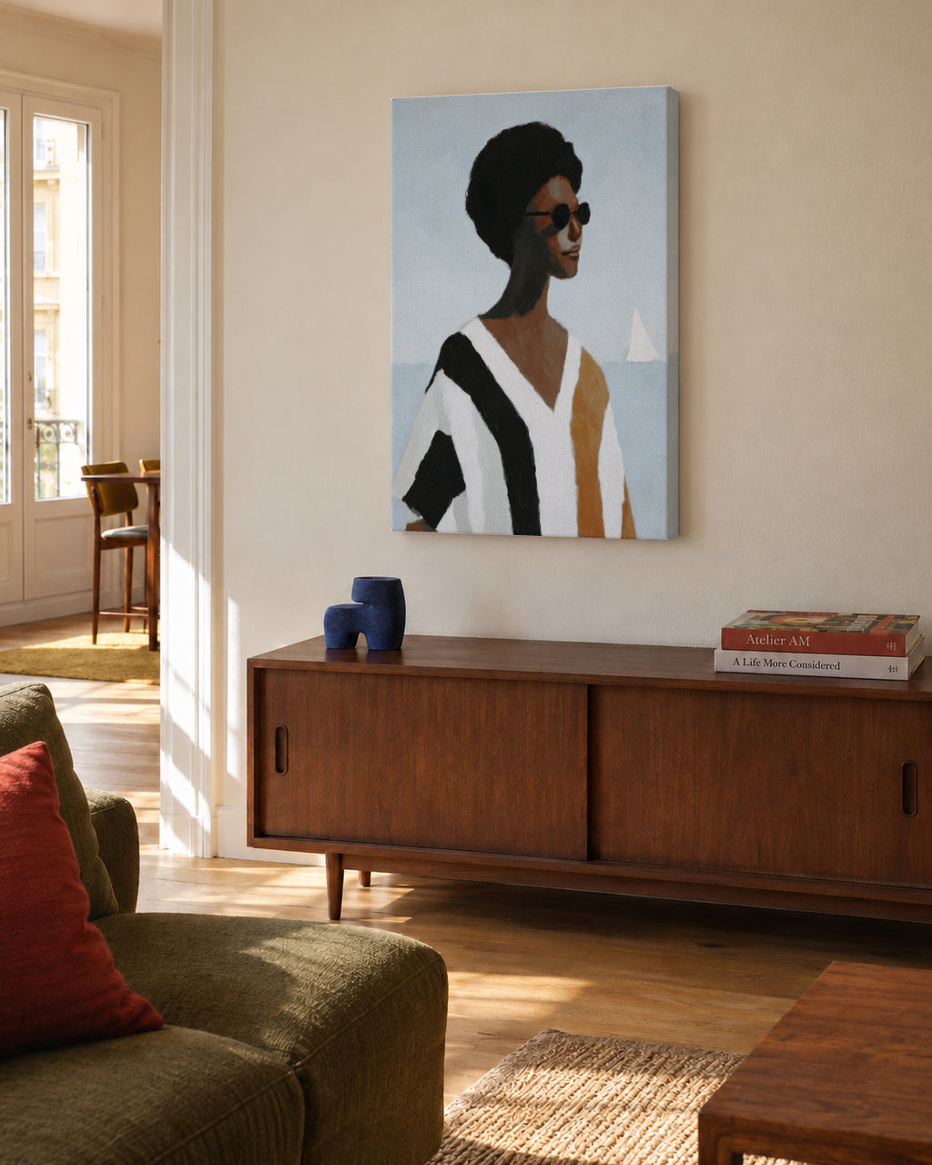 Vertical Stripes - Unframed canvas in an interior