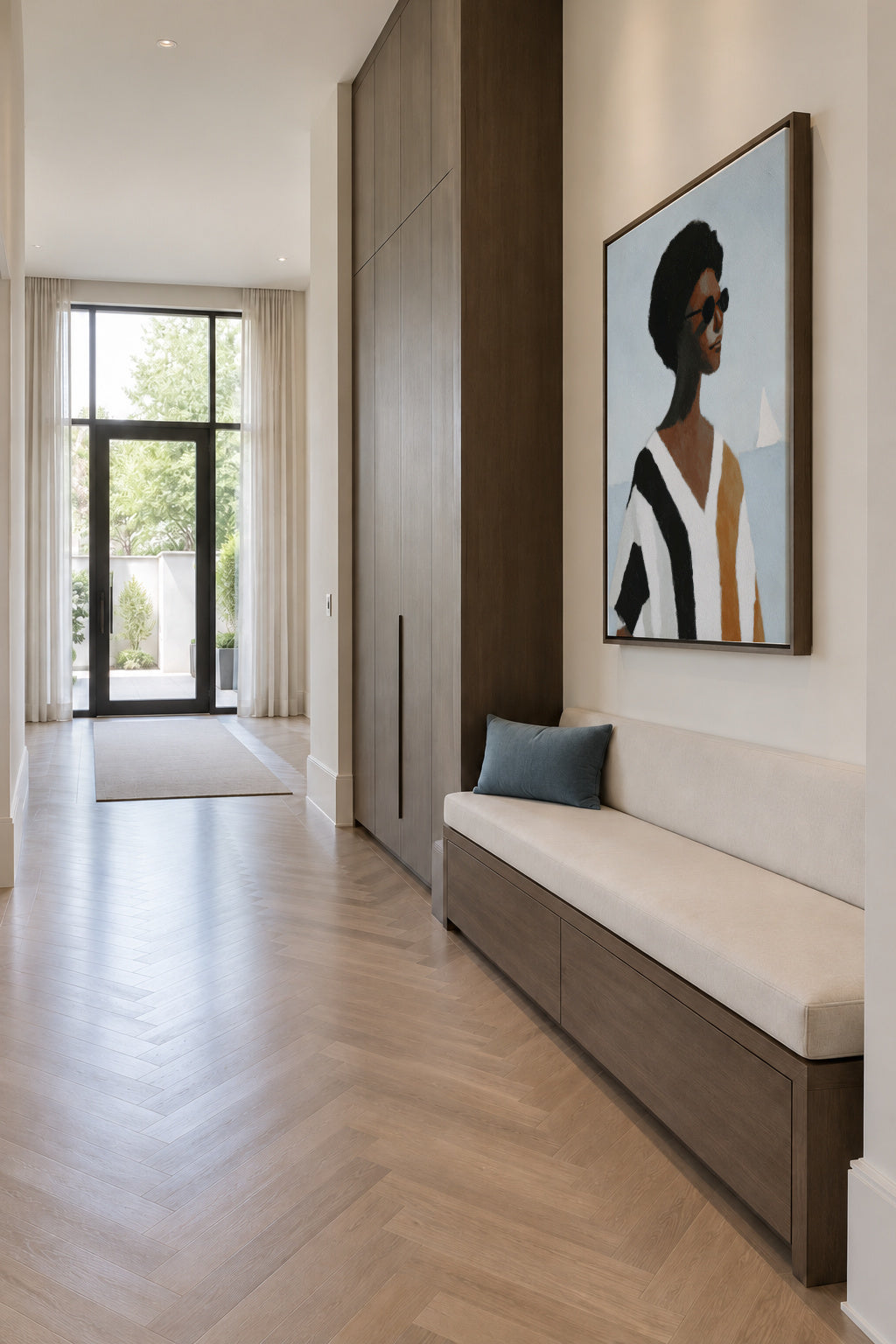 Vertical Stripes - Framed canvas in an interior