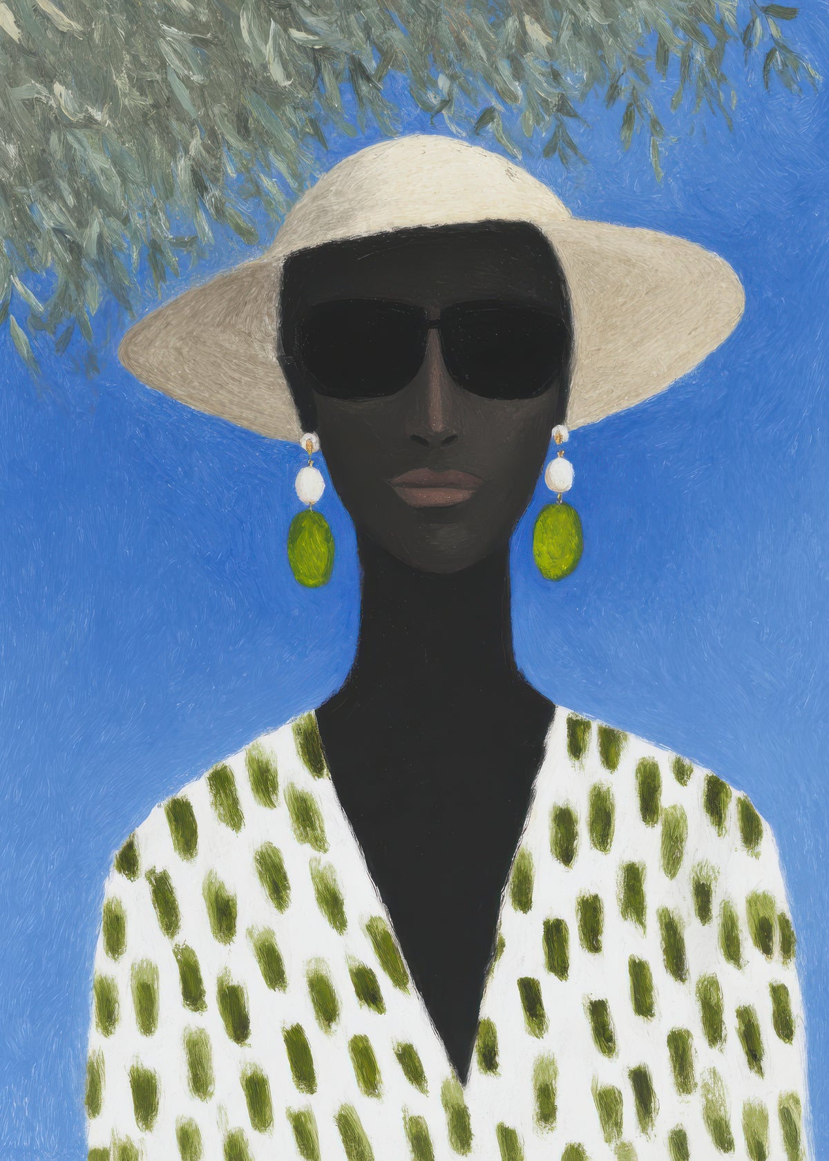 Green Patterned Scarf - Unframed art print
