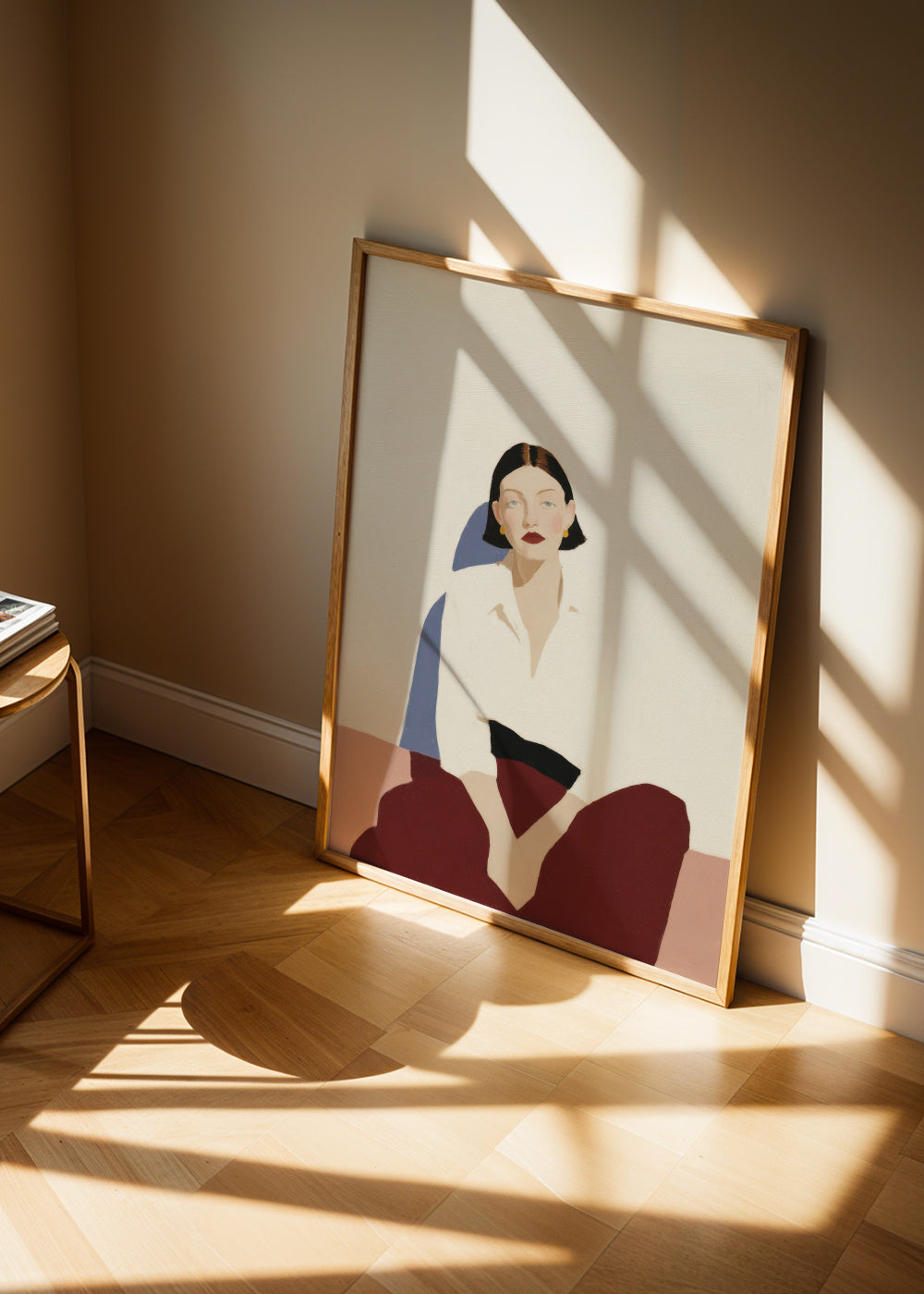 Minimalist Seated Figure - Framed poster in an interior