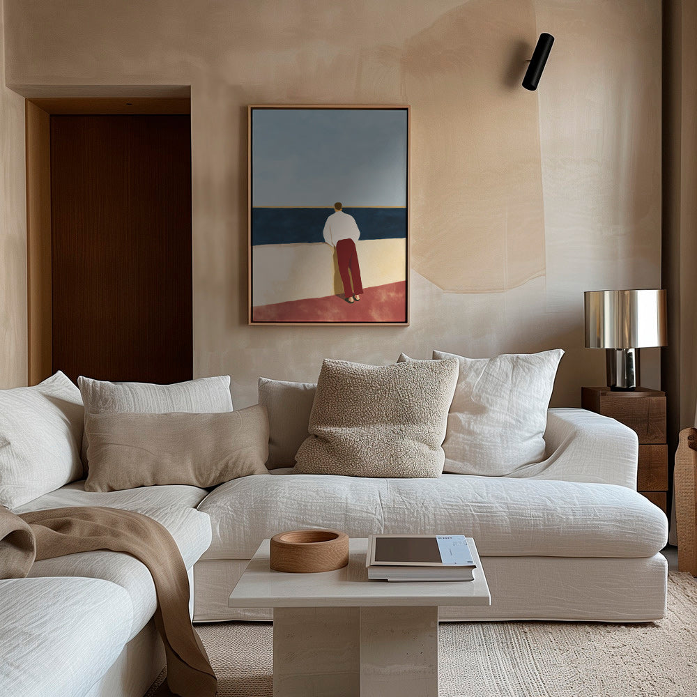 Cuadro de paisaje con figura mirando al mar – Canvas1