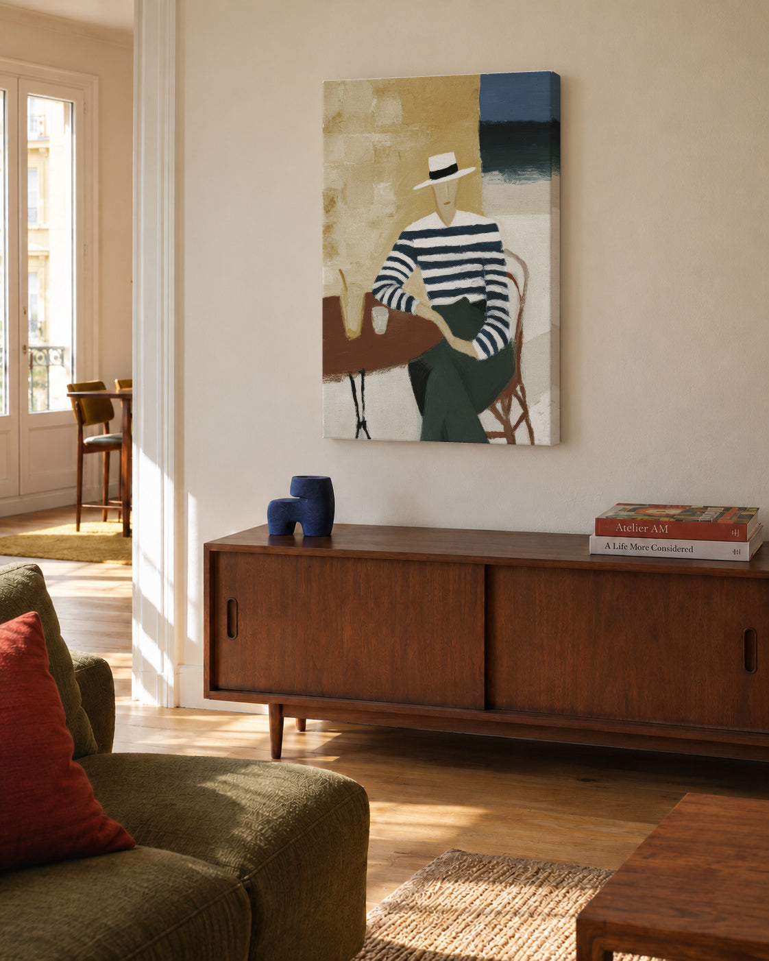 Striped Afternoon - Unframed canvas in an interior