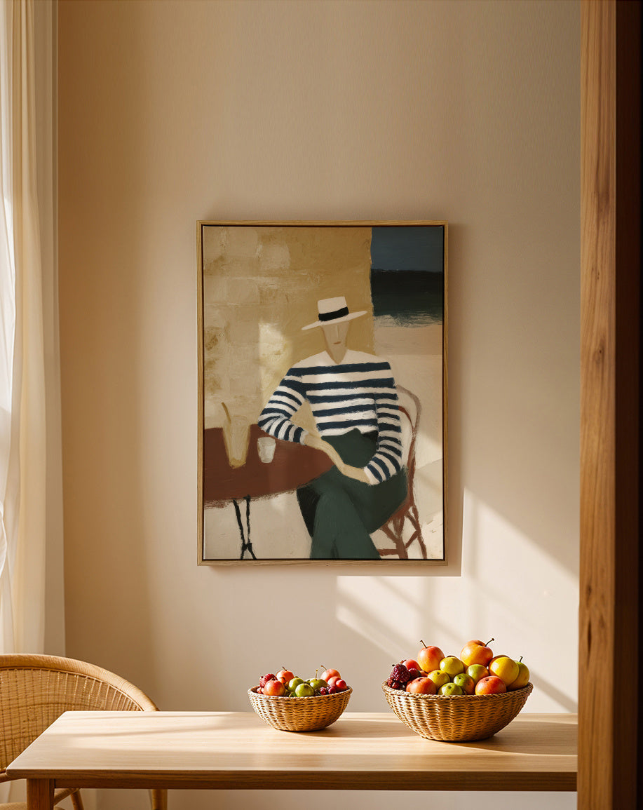 Striped Afternoon - Framed canvas in an interior