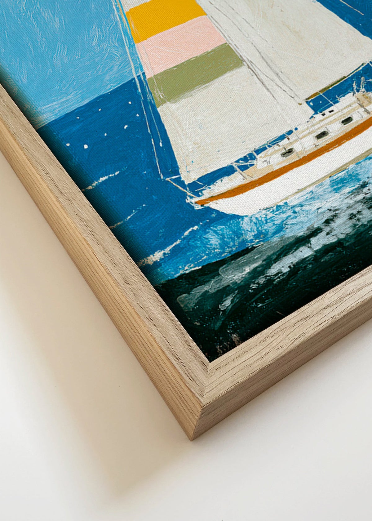 Ilustración: velero con velas de colores – Canvas detail
